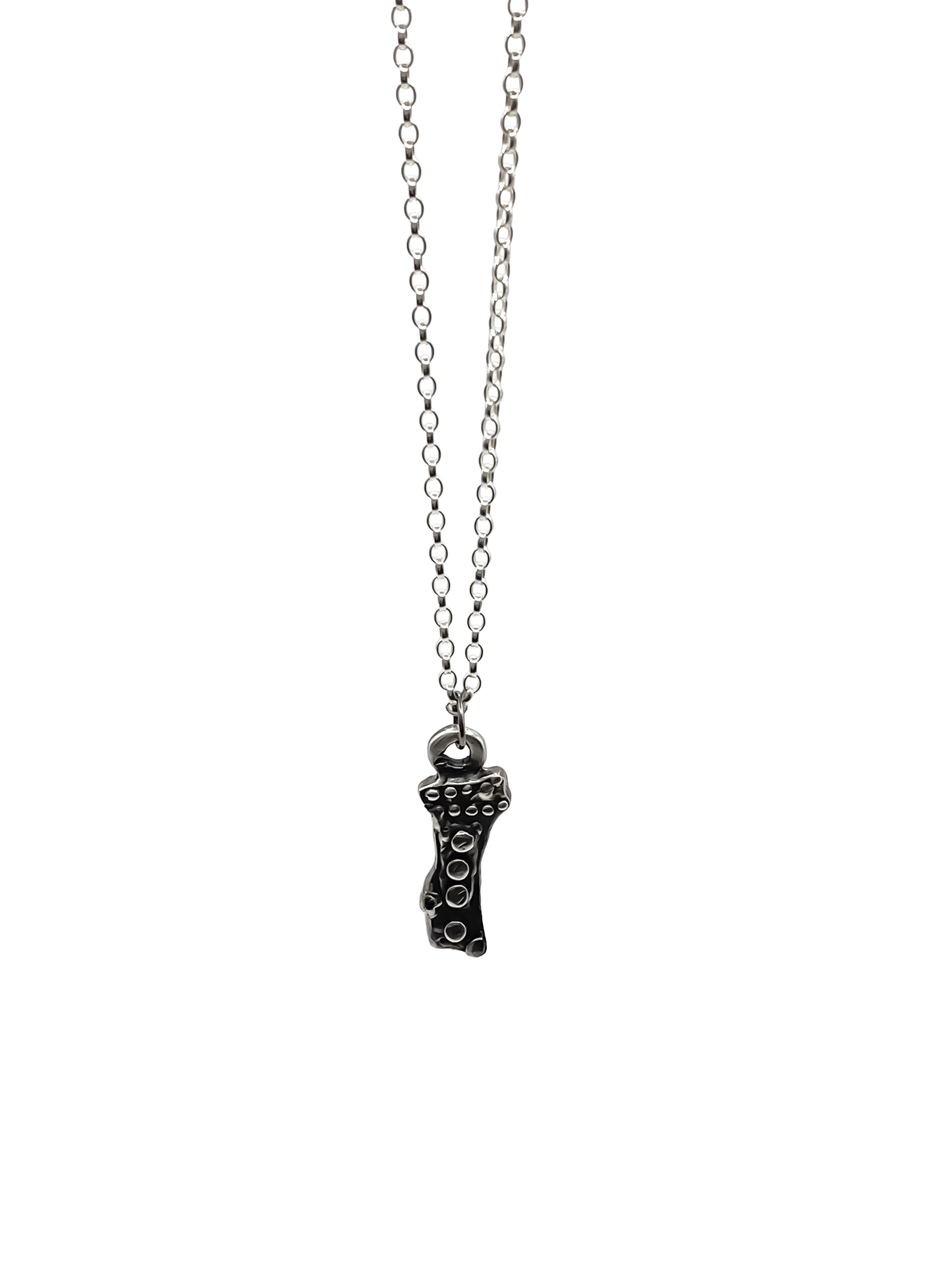 Twig Pendant hanging front-facing on chain - charming oxidised organic texture gold or silver free shipping