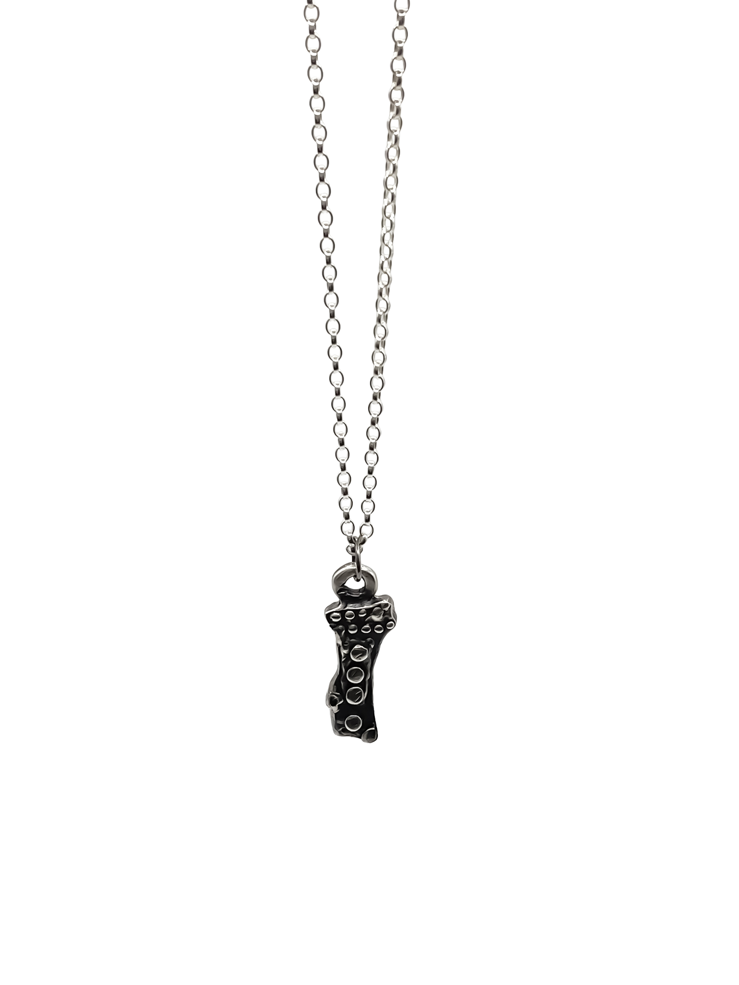 Twig Pendant hanging front-facing on chain - charming oxidised organic texture gold or silver free shipping