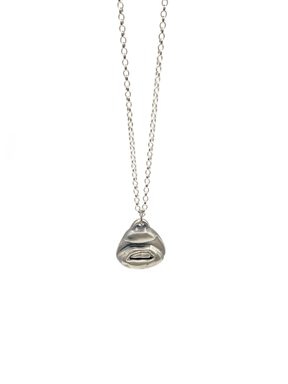 Close-up of Two Teeth Pendant with chain - smile mouth lips charming oxidised organic texture gold or silver free shipping