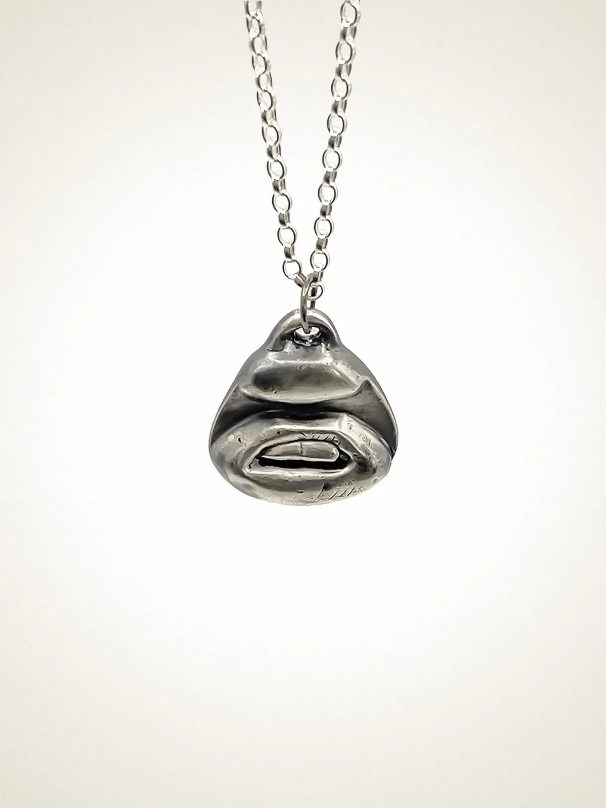 Premium Two Teeth Necklace handmade in premium metal, classic design, worn view