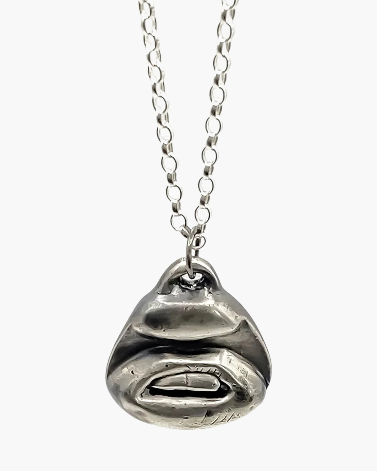 Premium Two Teeth Necklace handmade in premium metal, classic design, worn view