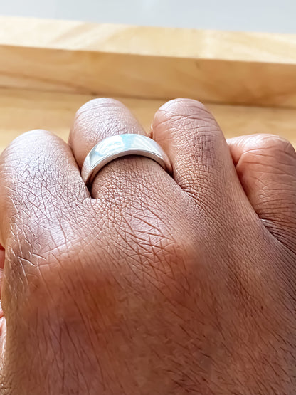 On finger Wide Band Ring - unisex, subtle wedding band bold gold or silver free shipping