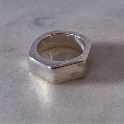 Wonky Nut Ring with soft shadows in silver tone - playfully unique elegant gold or silver free shipping