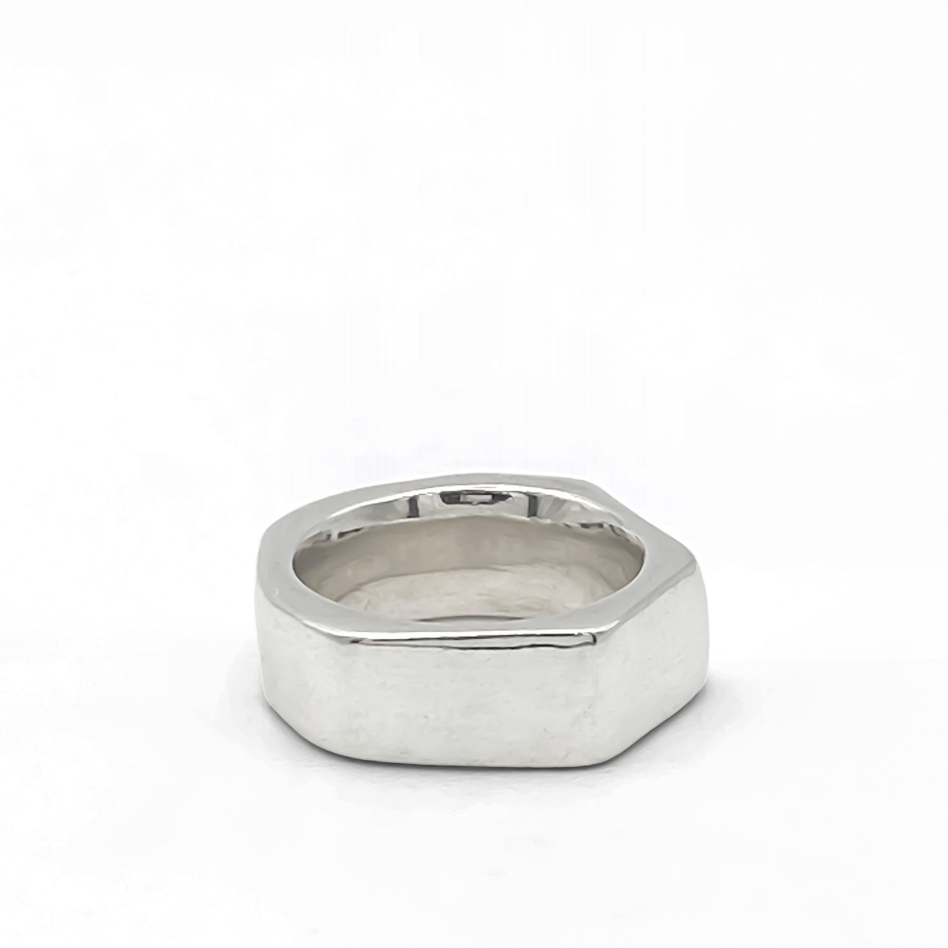 Wonky Nut Ring softly shadowed on white background - playfully unique elegant gold or silver free shipping
