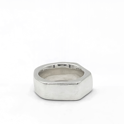 Wonky Nut Ring softly shadowed on white background - playfully unique elegant gold or silver free shipping