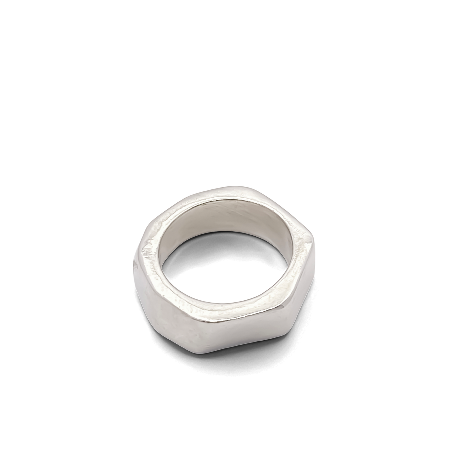 Top-down view showing edges of Wonky Nut Ring - playfully unique elegant gold or silver free shipping