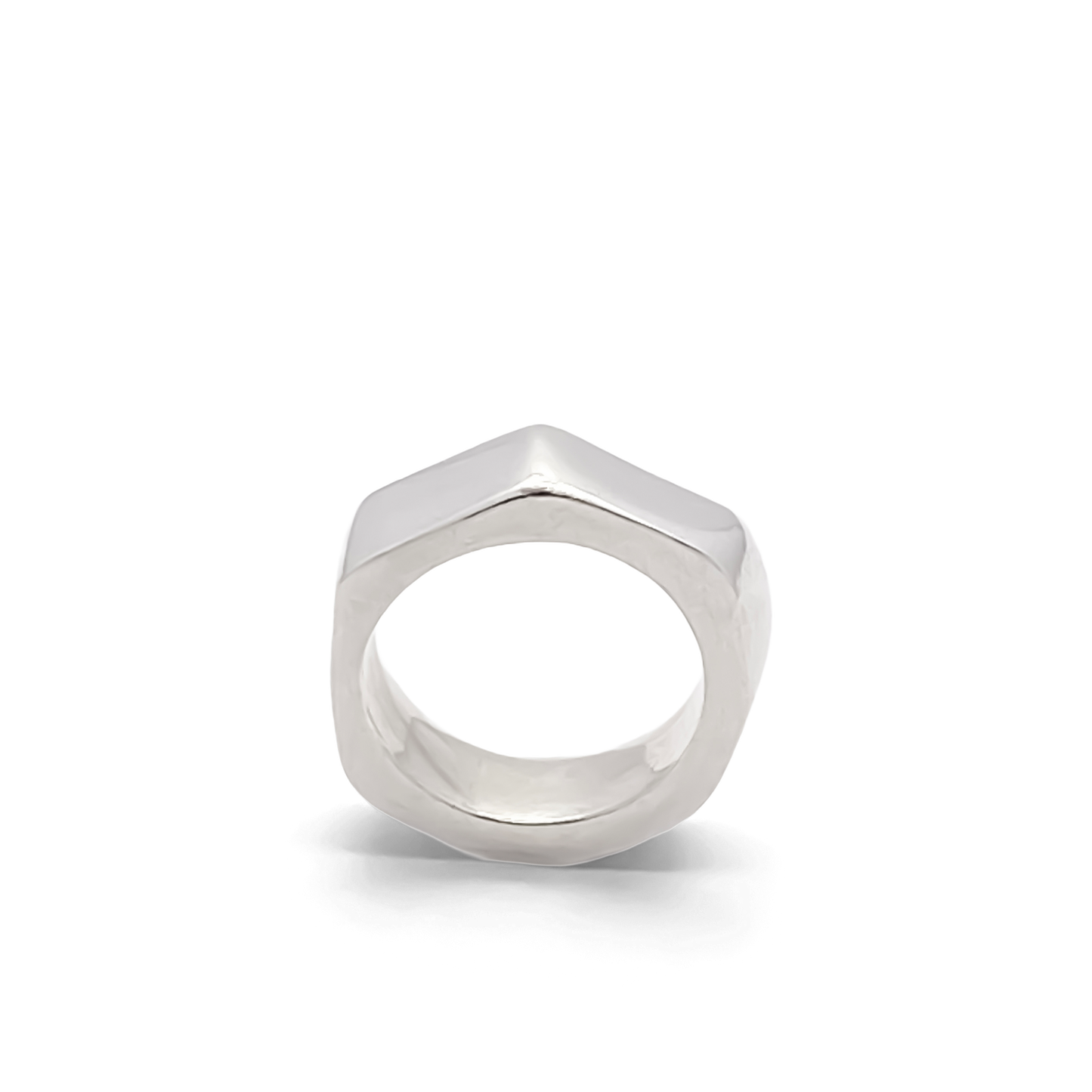 Top-down view showing edges of Wonky Nut Ring - playfully unique elegant gold or silver free shipping